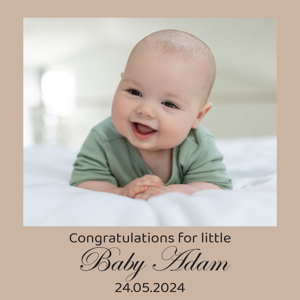 Personalized with photo and text baby welcoming greeting card