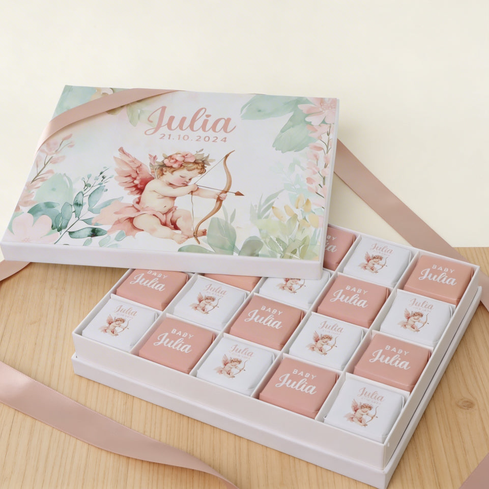 Baby girl personalized Angel designed chocolate hard box