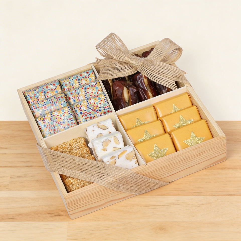 Ramadan eid designed chocolate & sweets sectioned wood tray