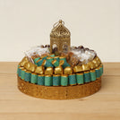Eid Ramadan designed premium chocolate & sweets wood pattern round tray