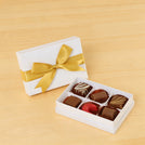 Set of 8 Premium chocolate 6-pc white hard box with gold ribbon