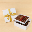 Premium chocolate & dates 2-layer hard box with gold ribbon