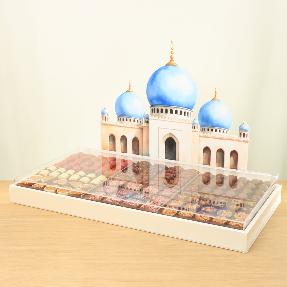 Ramadan designed premium chocolate & sweets large leather tray