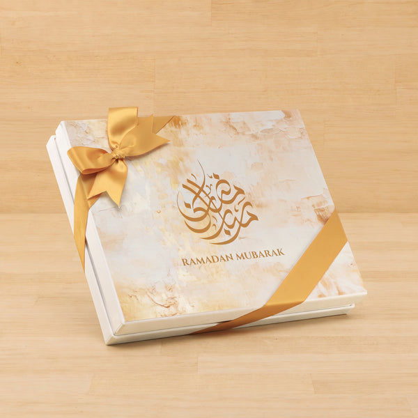 Ramadan Mubarak designed premium nut stuffed dates 20P hard box