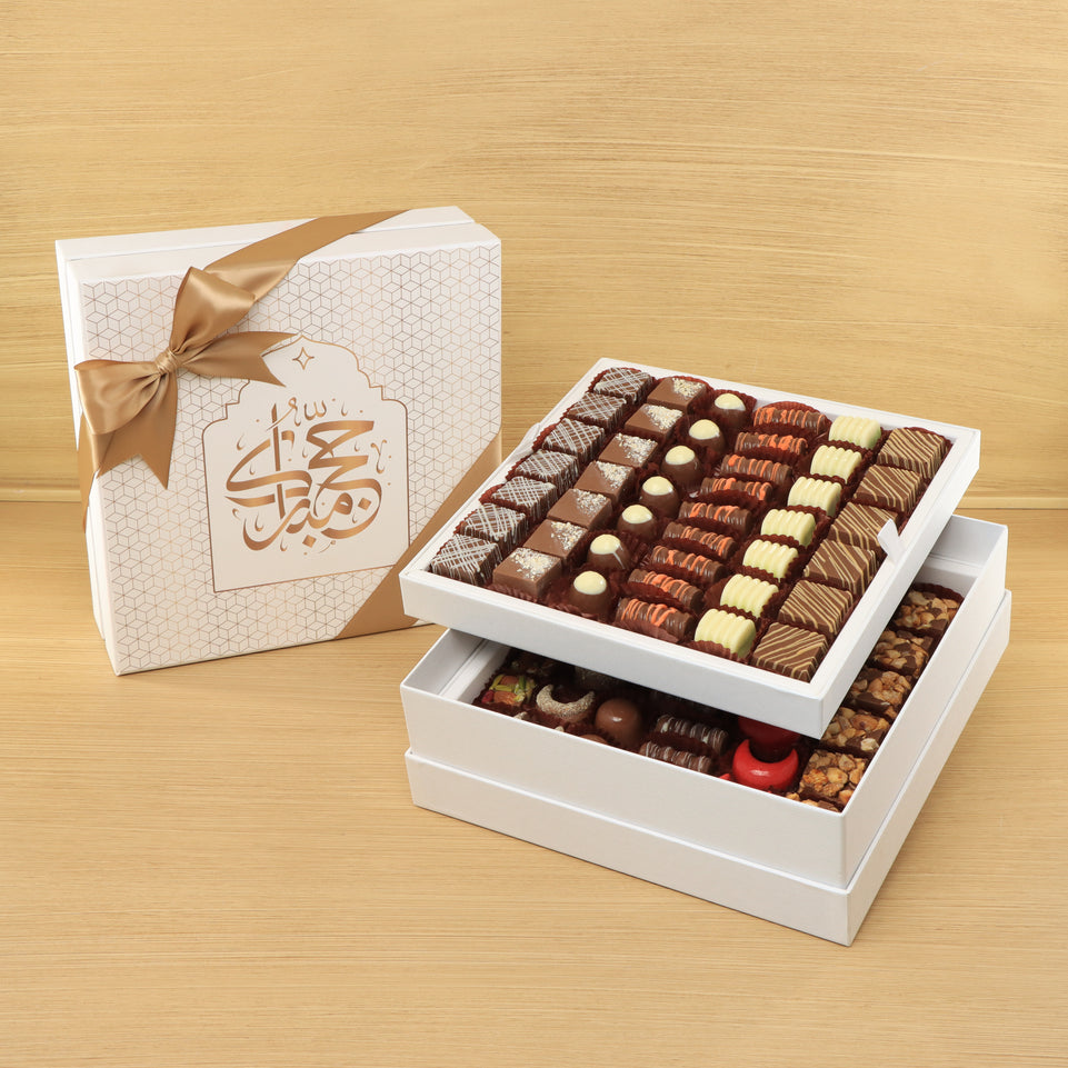 Hajj designed premium chocolate 2 layer hard box