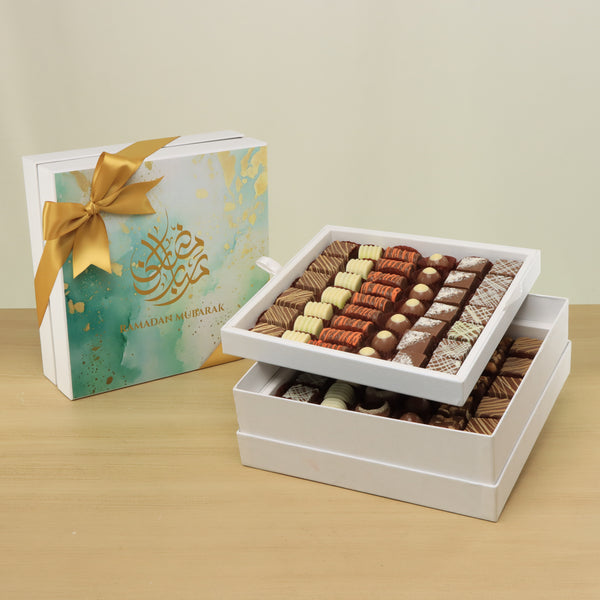Ramadan Mubarak designed premium chocolate 2-layer hard box