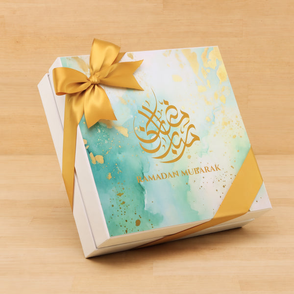 Ramadan Eid Mubarak designed premium chocolate & dates 2-layer hard box