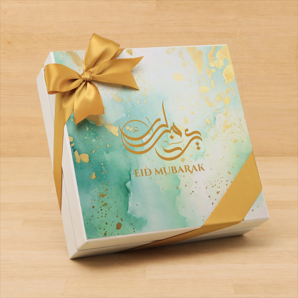 Ramadan Eid Mubarak designed premium chocolate & dates 2-layer hard box