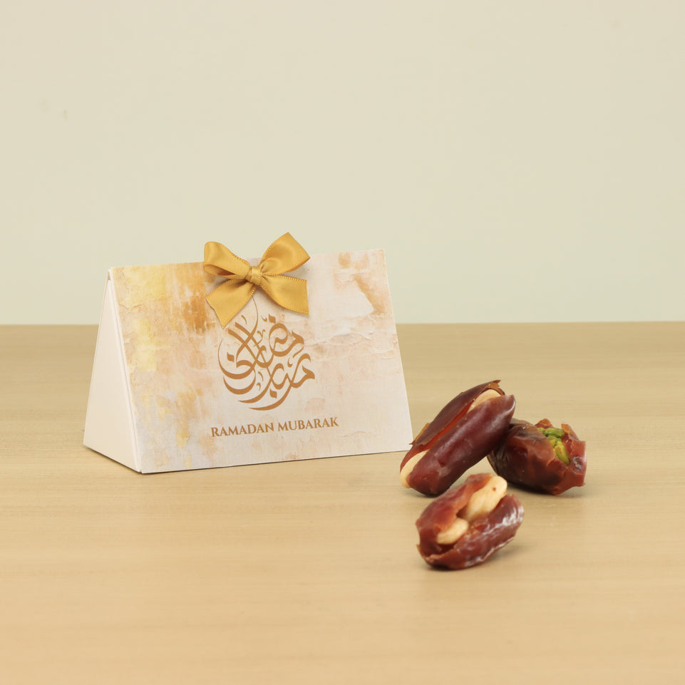Set of 20 Ramadan Mubarak designed premium dates triangle box giveaway