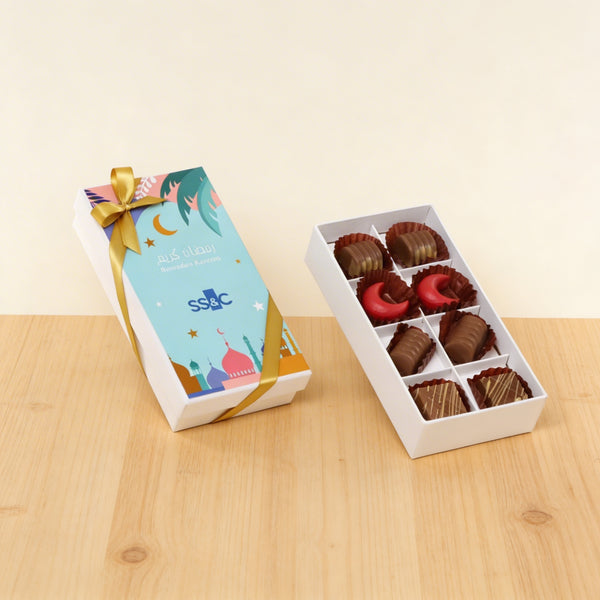 Set of 6 Corporate customized premium unwrapped chocolate 8P hard box