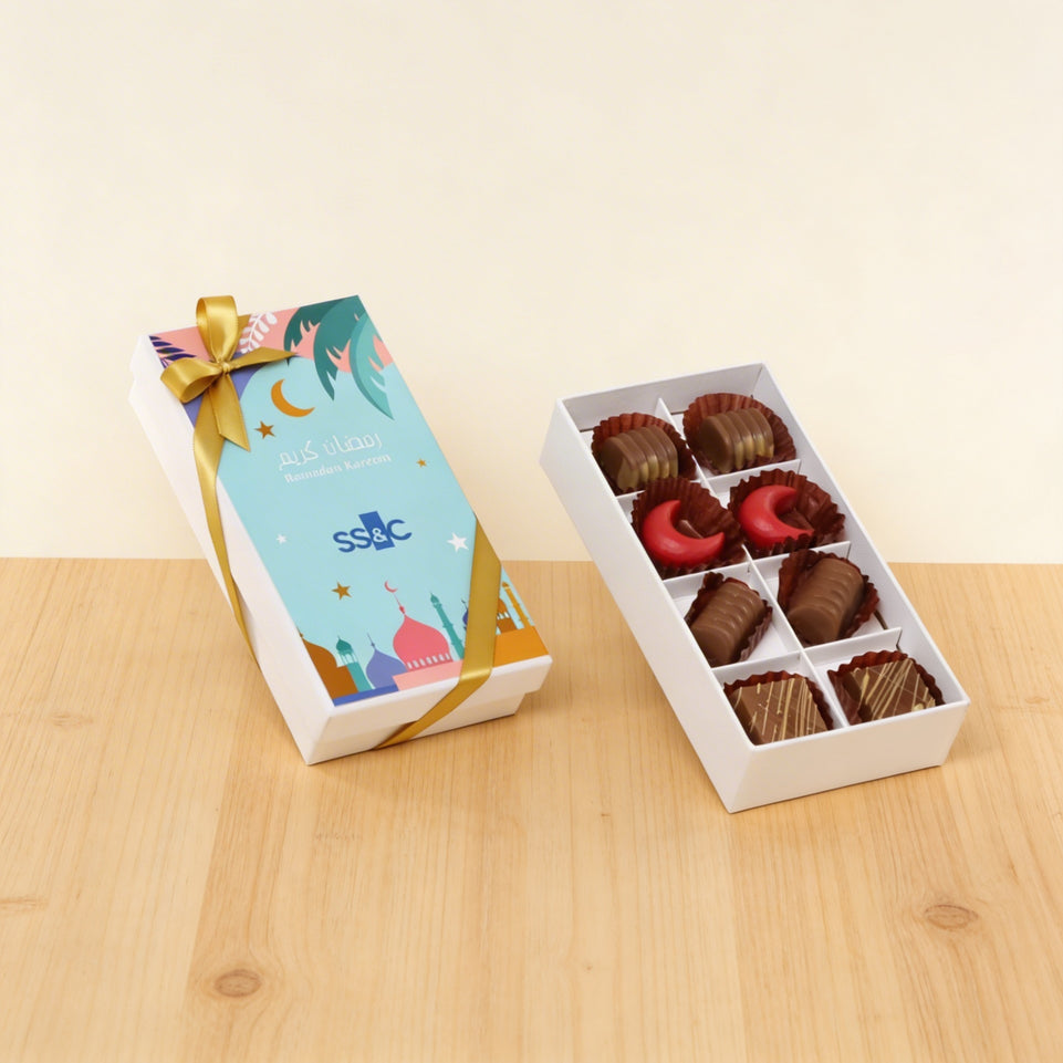 Set of 6 Corporate customized premium unwrapped chocolate 8P hard box