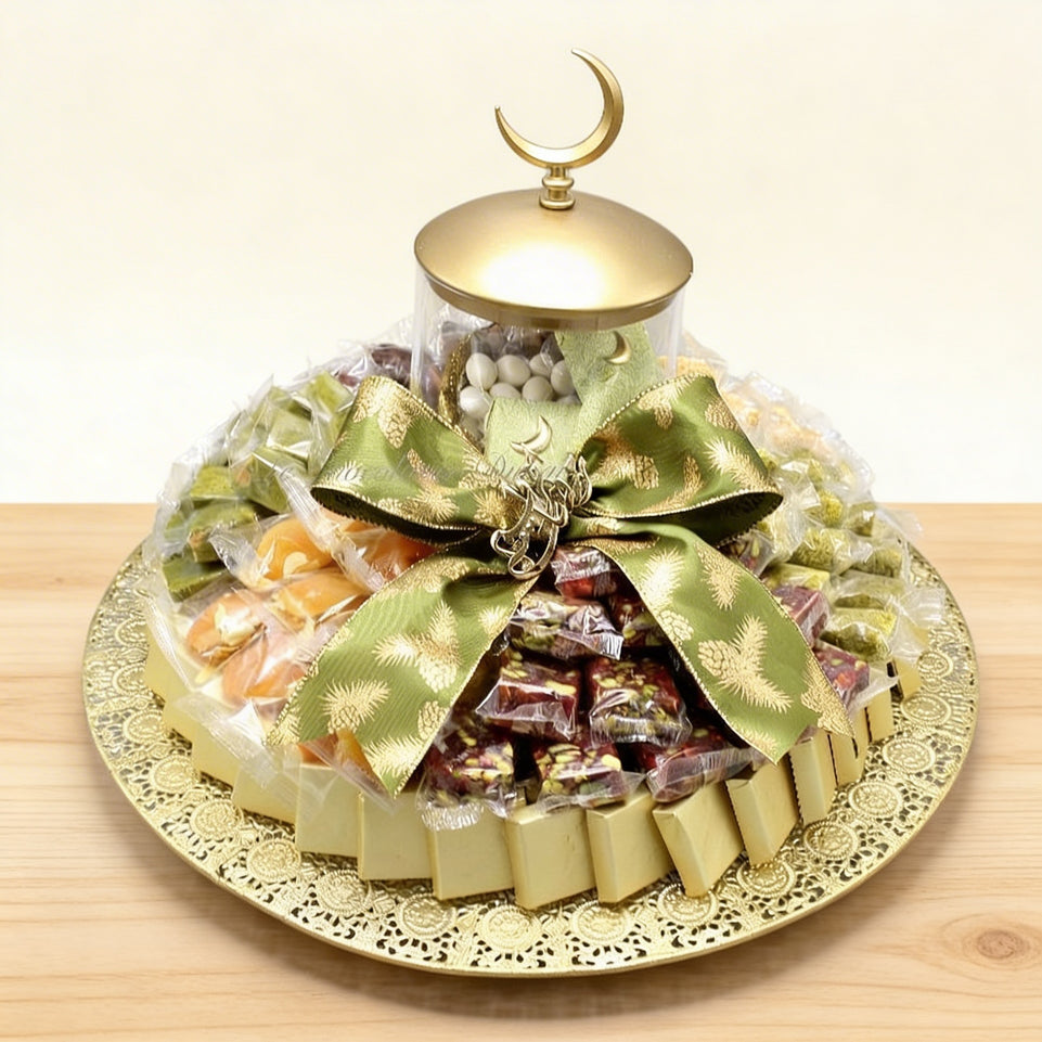 Ramadan eid chocolate & sweets gold metallic plate