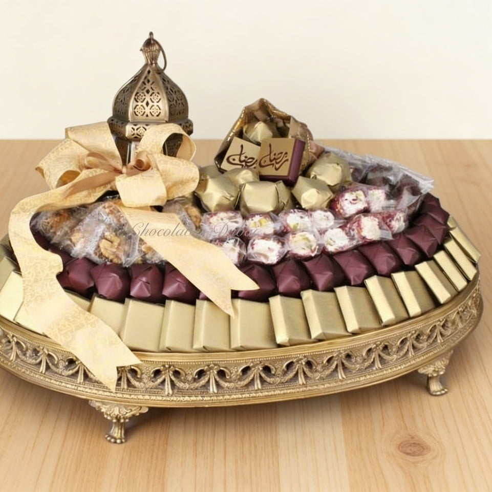 Ramadan eid chocolate & sweets gold metallic tray