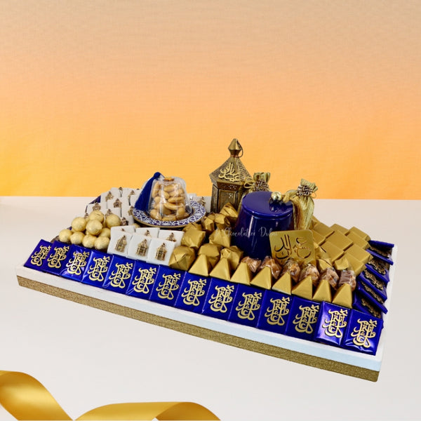 Ramadan decorated premium chocolate & sweets large leather tray