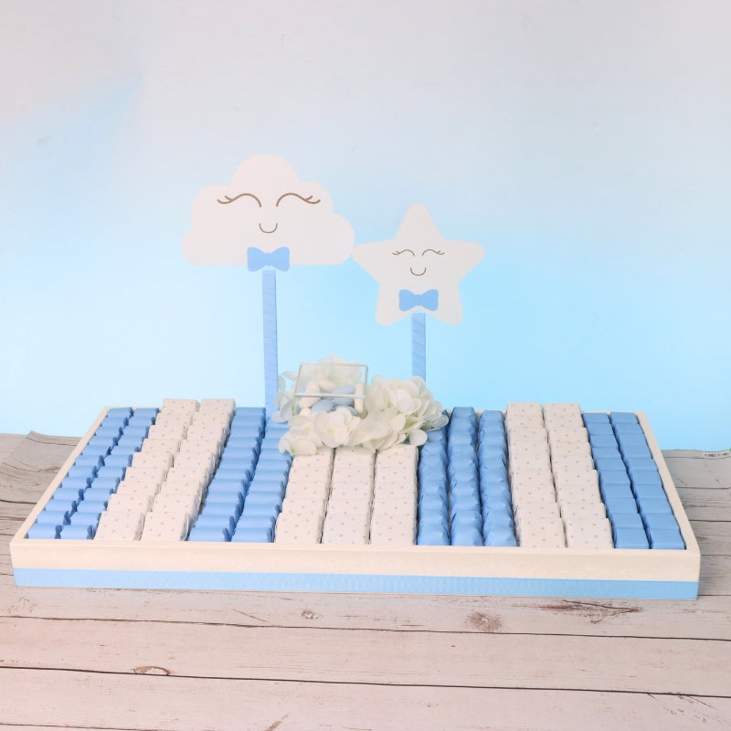 Baby boy star cloud theme designed premium chocolate large leather tray