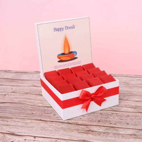 Happy diwali candle orange designed premium chocolate medium hamper