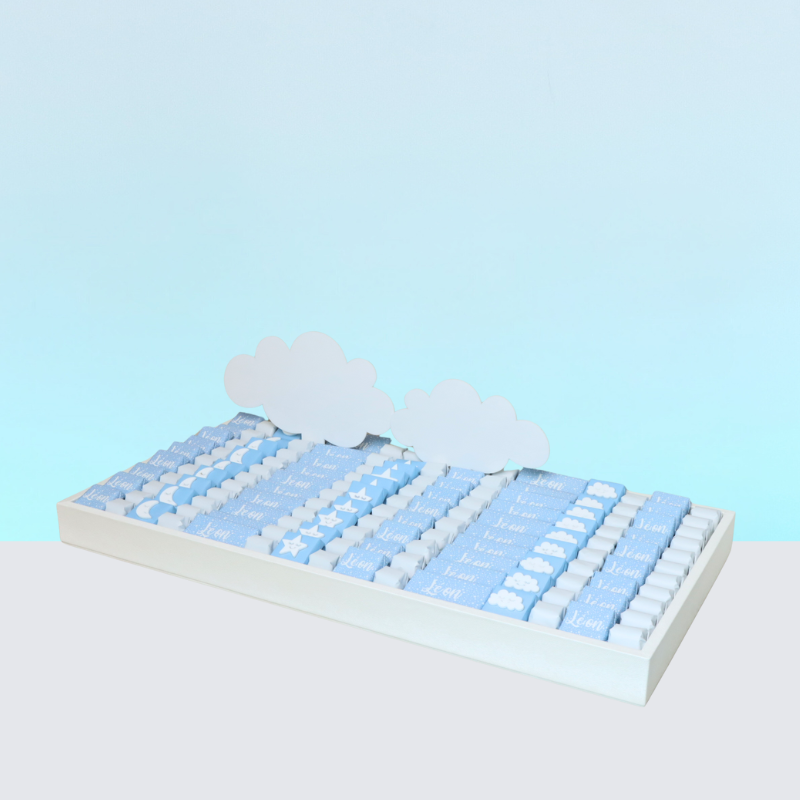 Baby boy cloud theme designed premium chocolate large leather tray