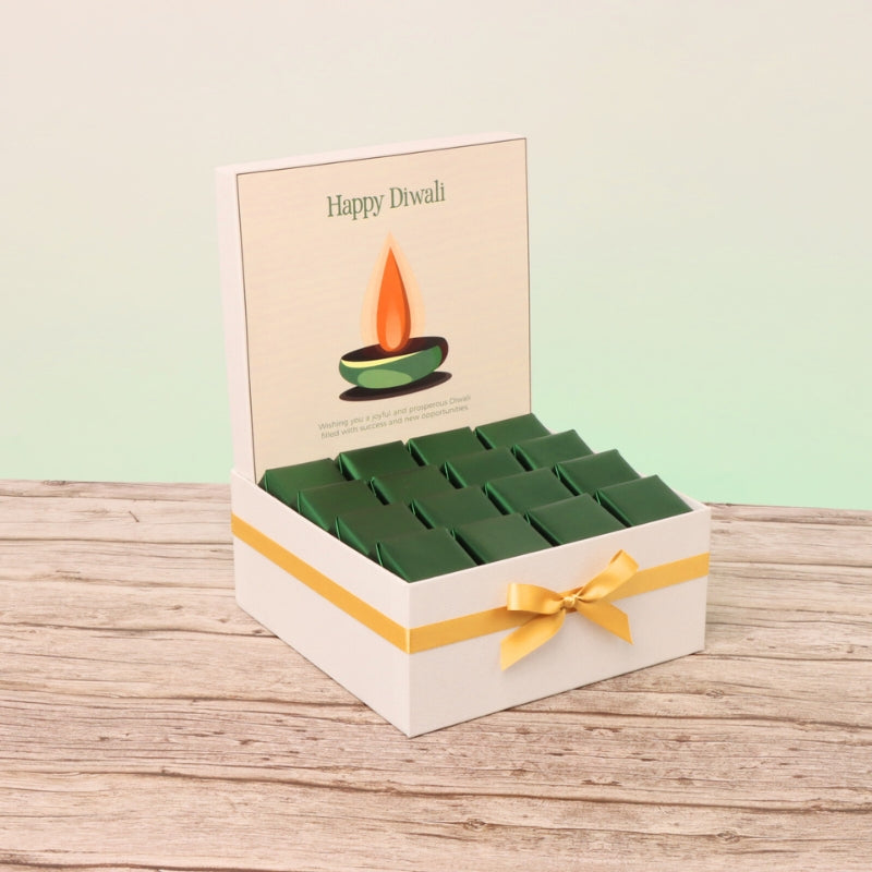 Happy diwali candle green designed premium chocolate medium hamper