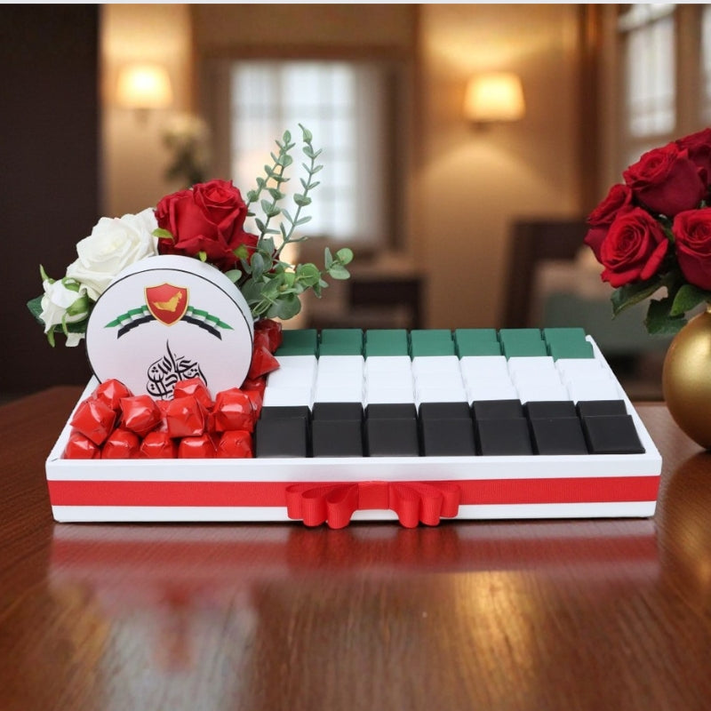 National day flower decorated chocolate wood tray