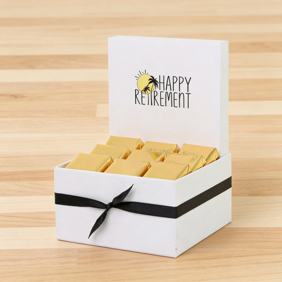 "Happy retirement" designed premium chocolate small hamper