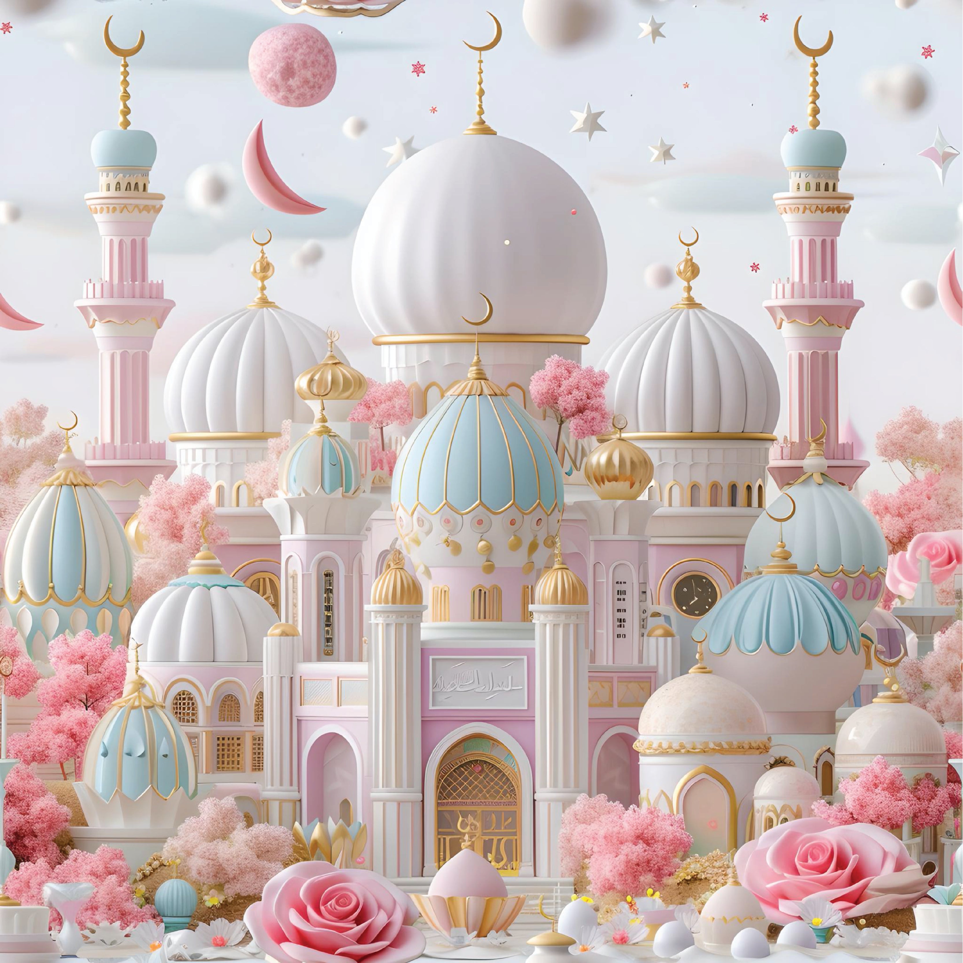 Ramadan eid hajj dreamy mosques greeting card