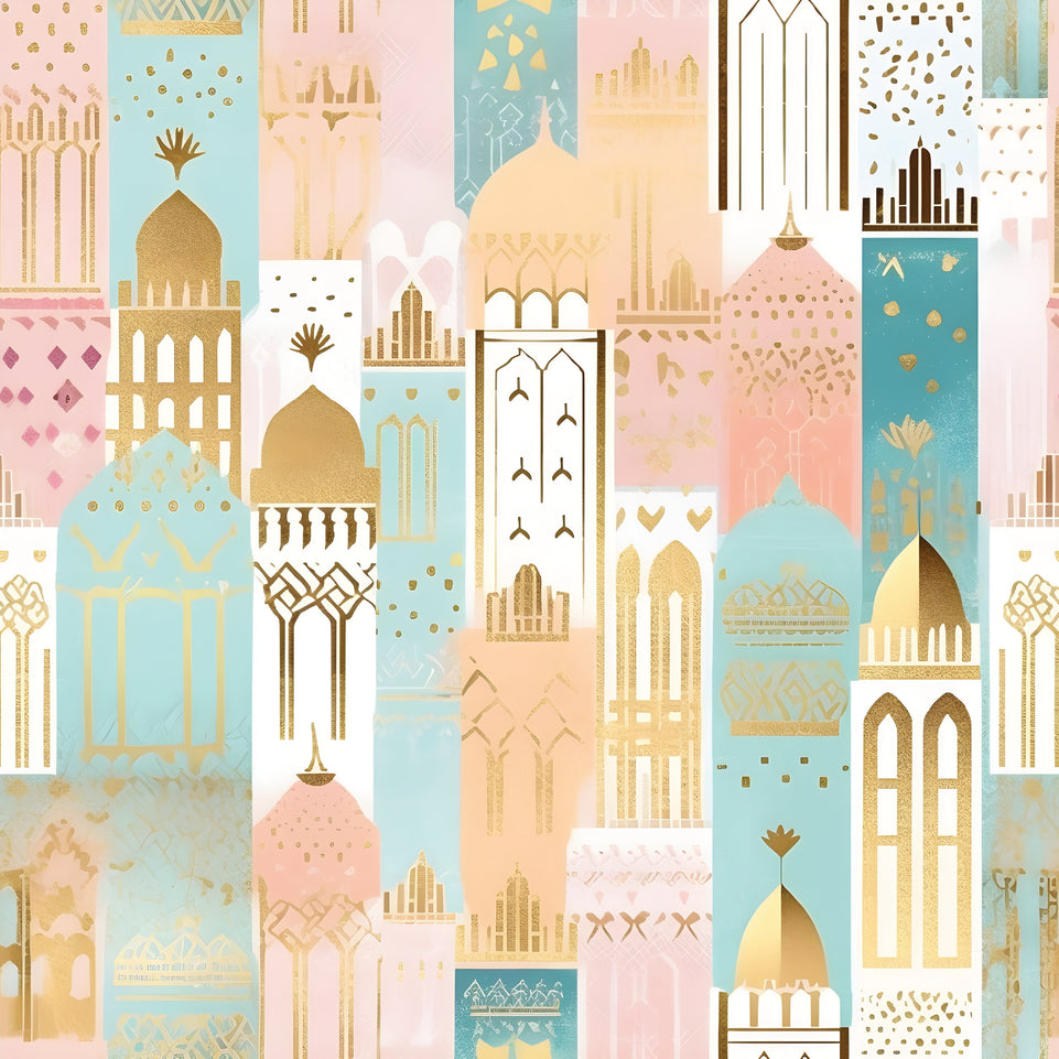 Ramadan eid hajj long mosques illustration greeting card