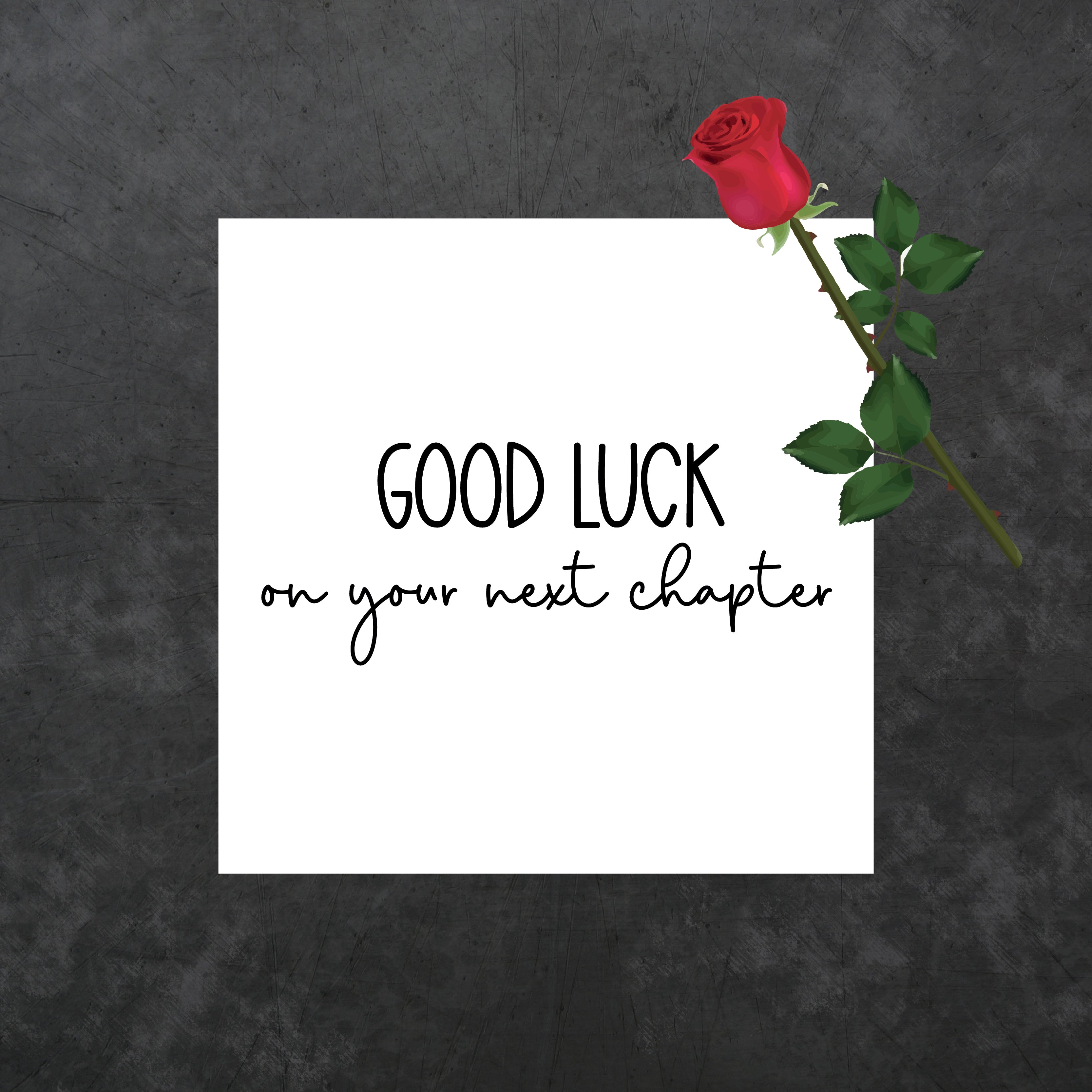 Red rose good luck on your next chapter greeting card