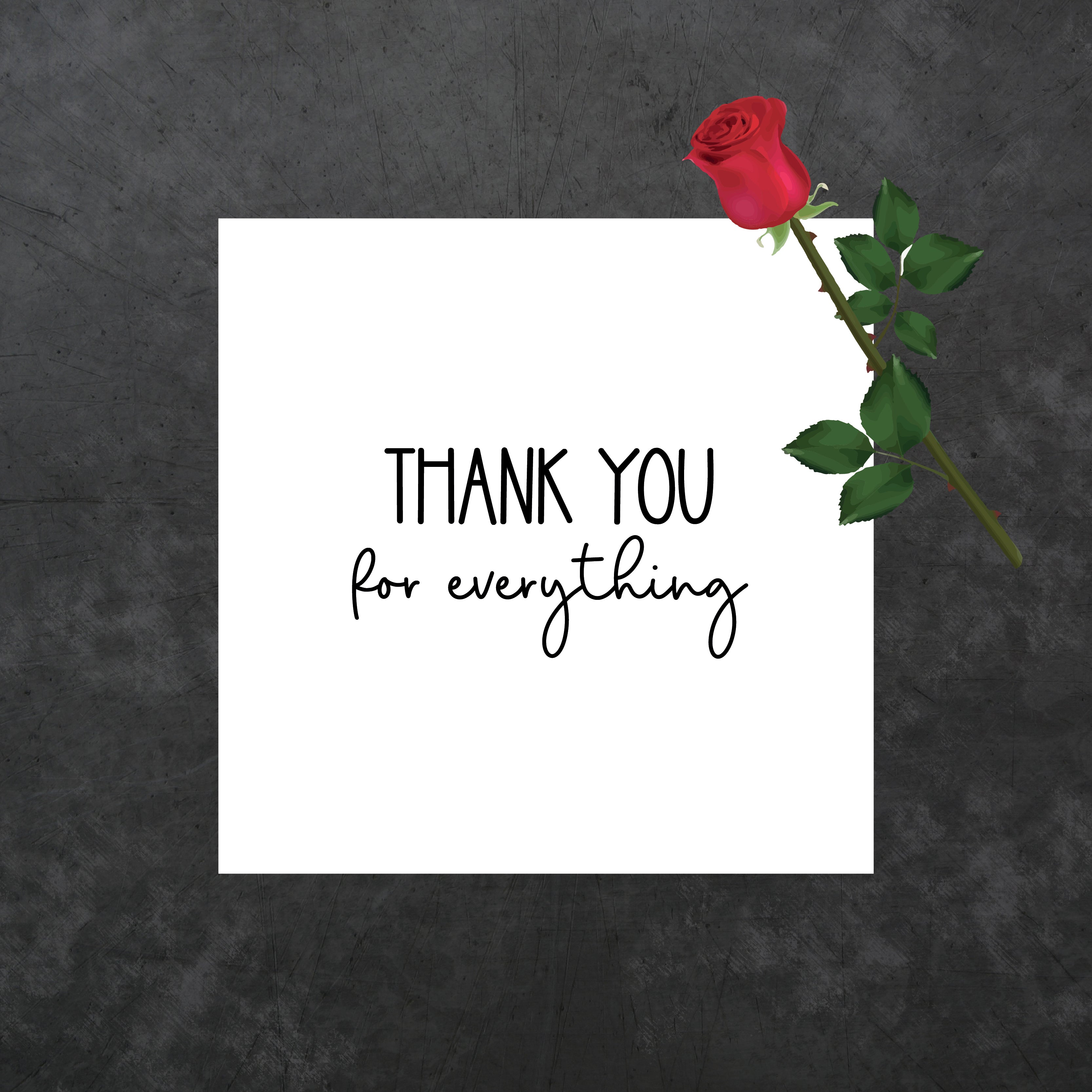 Red rose thank you for everything greeting card