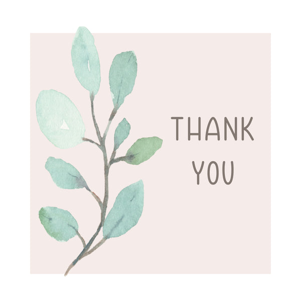 Rustic green branch thank you greeting card