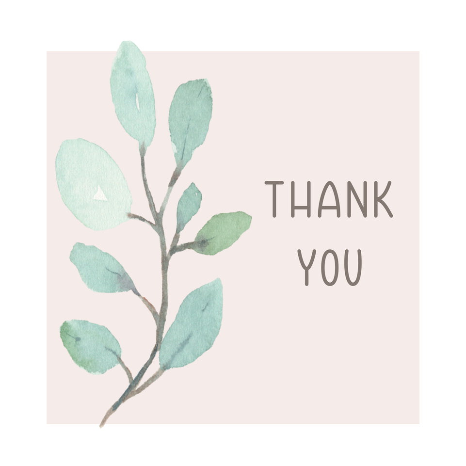 Rustic green branch thank you greeting card