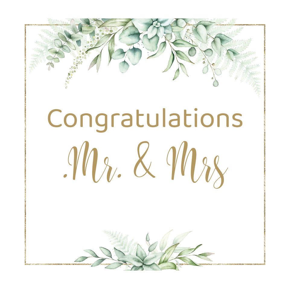 Rustic greenery frame congratulations mr and mrs greeting card