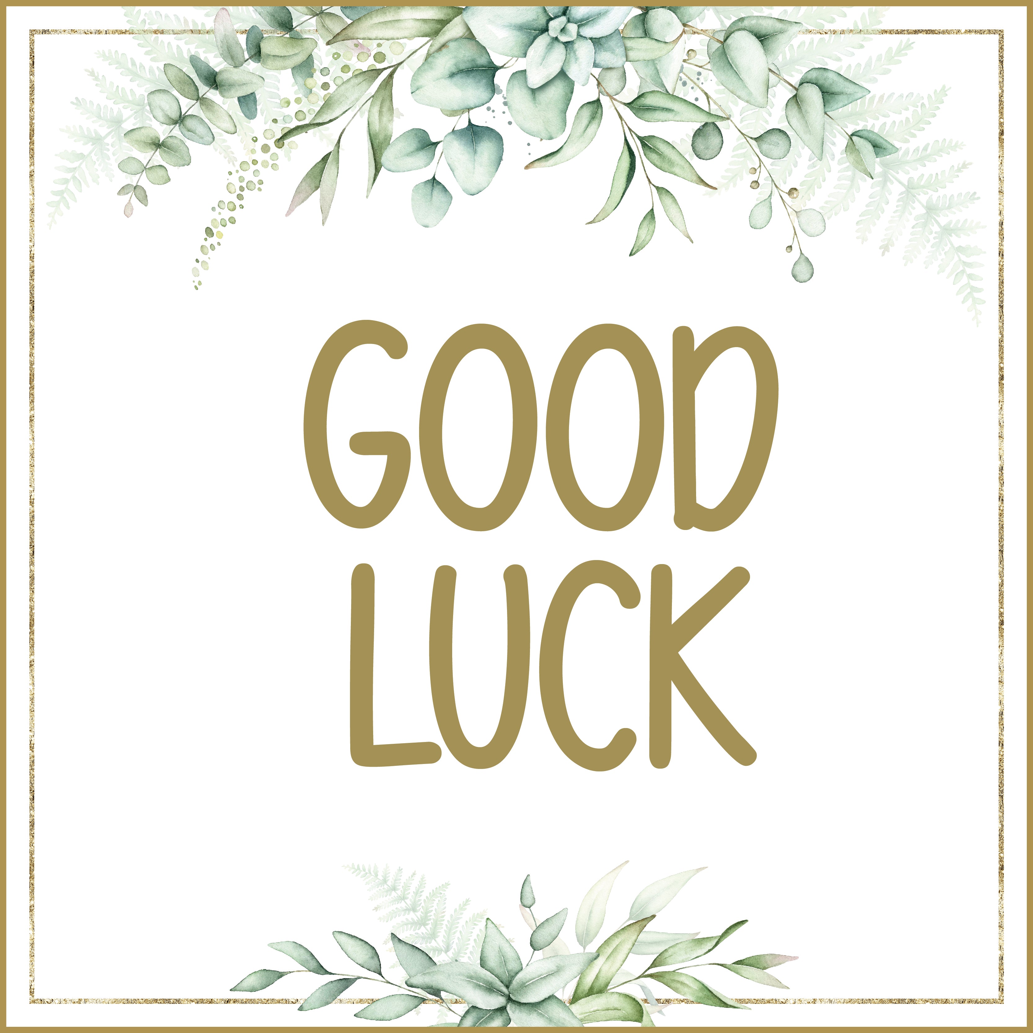 Rustic greenery frame good luck greeting card