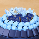Season's greeting designed with premium chocolate round leather tray