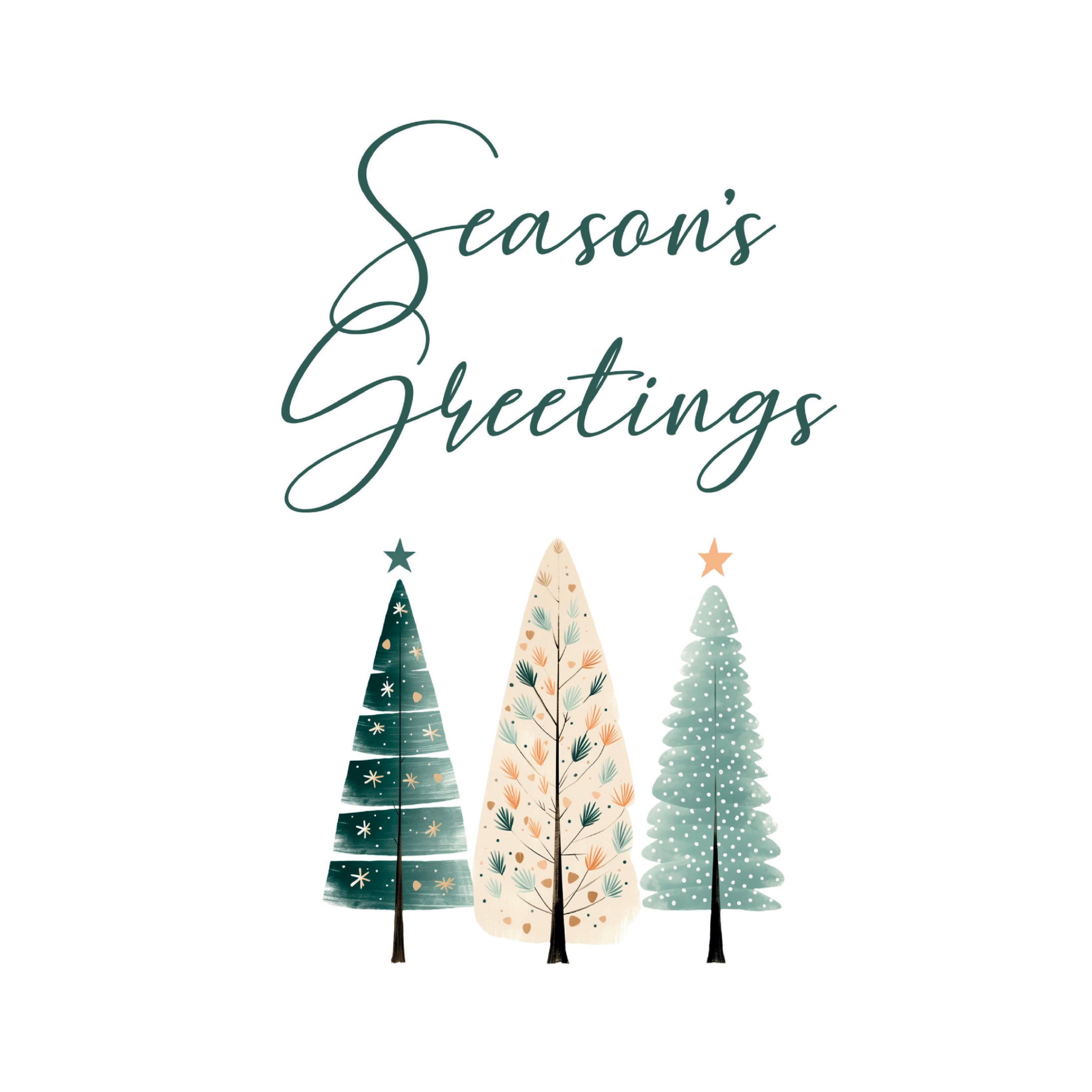 Season's greetings tripple trees christmas greeting card