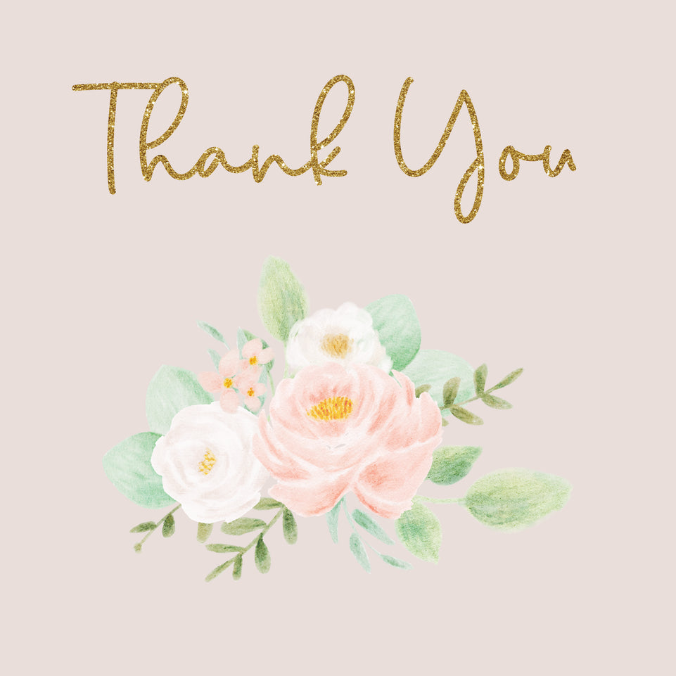 Soft floral thank you greeting card