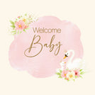 Swan floral welcome baby greeting card