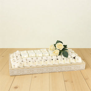 Bridal decorated chocolate leather tray