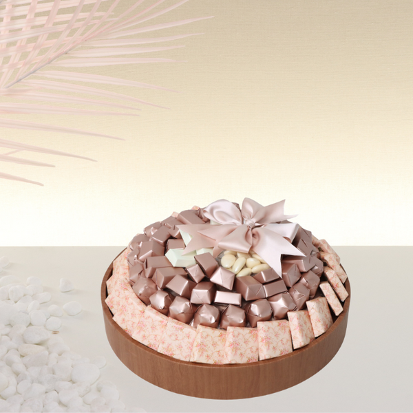 Flower designed chocolate round tray