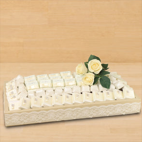 Bridal decorated chocolate leather tray