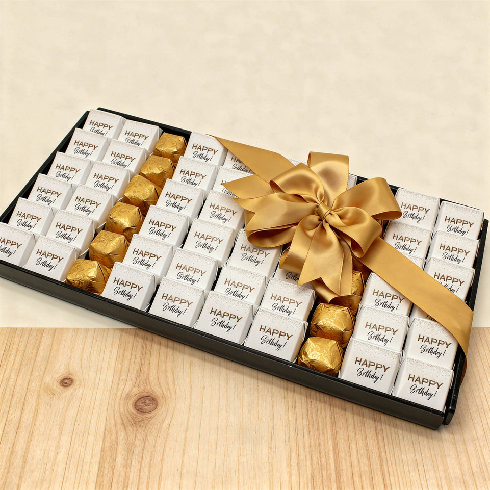 "happy birthday" premium chocolate acrylic tray