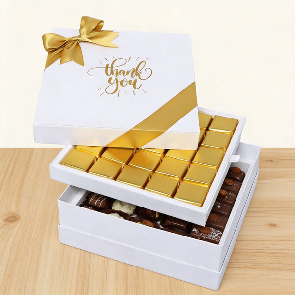 "Thank you" sun streak designed 2-layer premium chocolate hard box