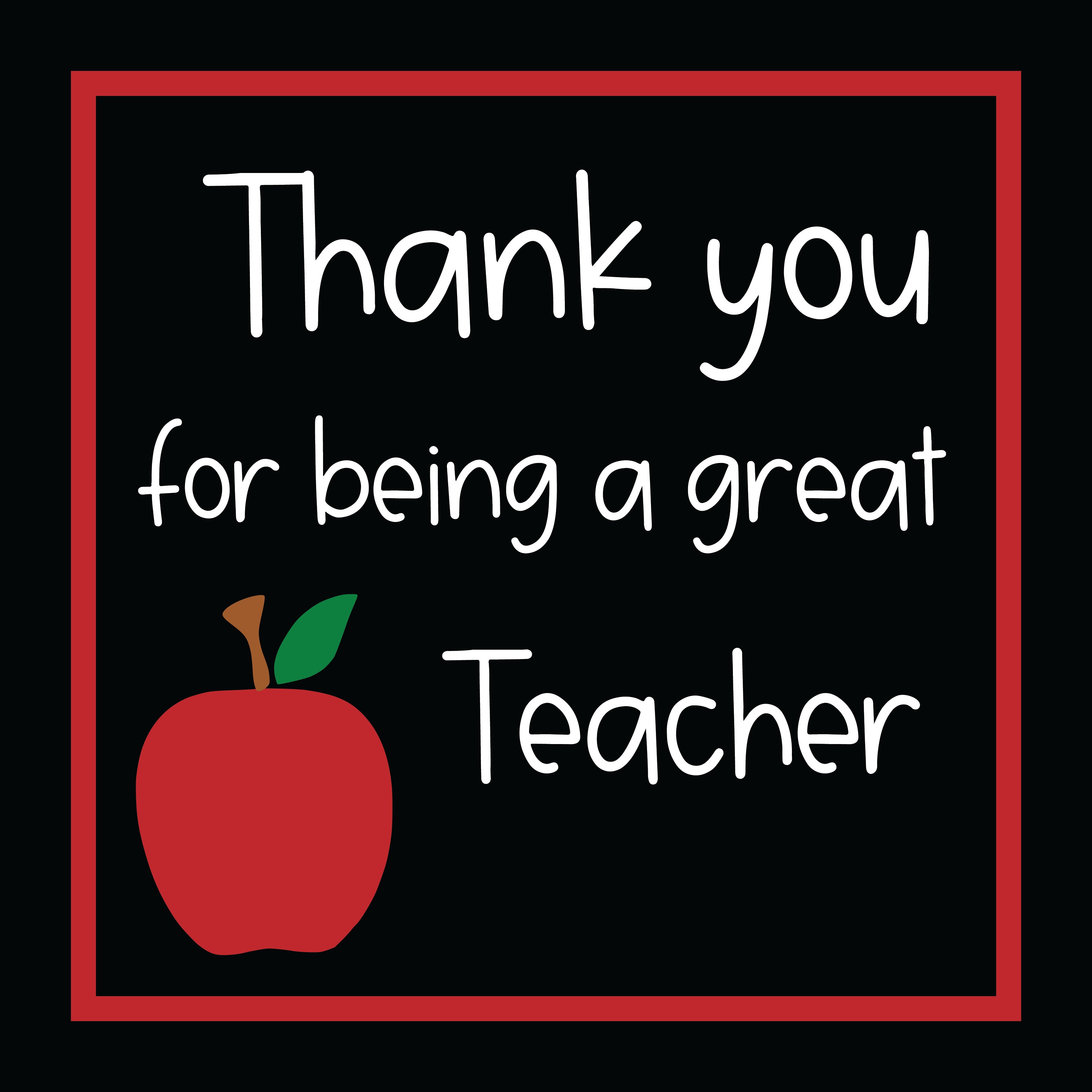 Thank you for being a great teacher apple greeting card