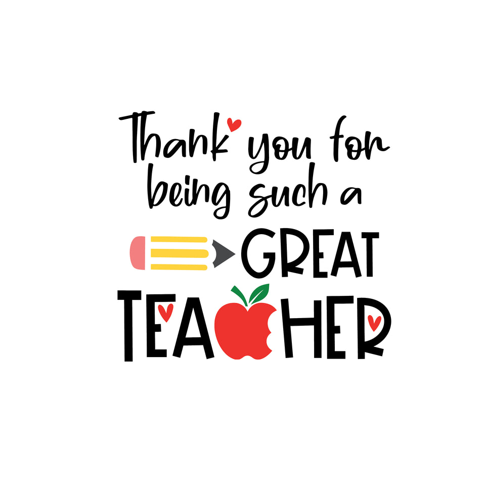 Thank you for being such a great teacher pencil apple greeting card