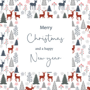 Trees and deers merry christmas and a...