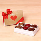 Set of 8 red heart valentine design chocolate 6-pc hard box giveaway