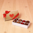 Set of 6 red heart designed 8P premium chocolate hard box giveaway