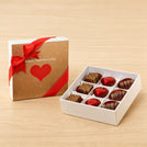 Red heart valentine designed 9-pc chocolate hard box