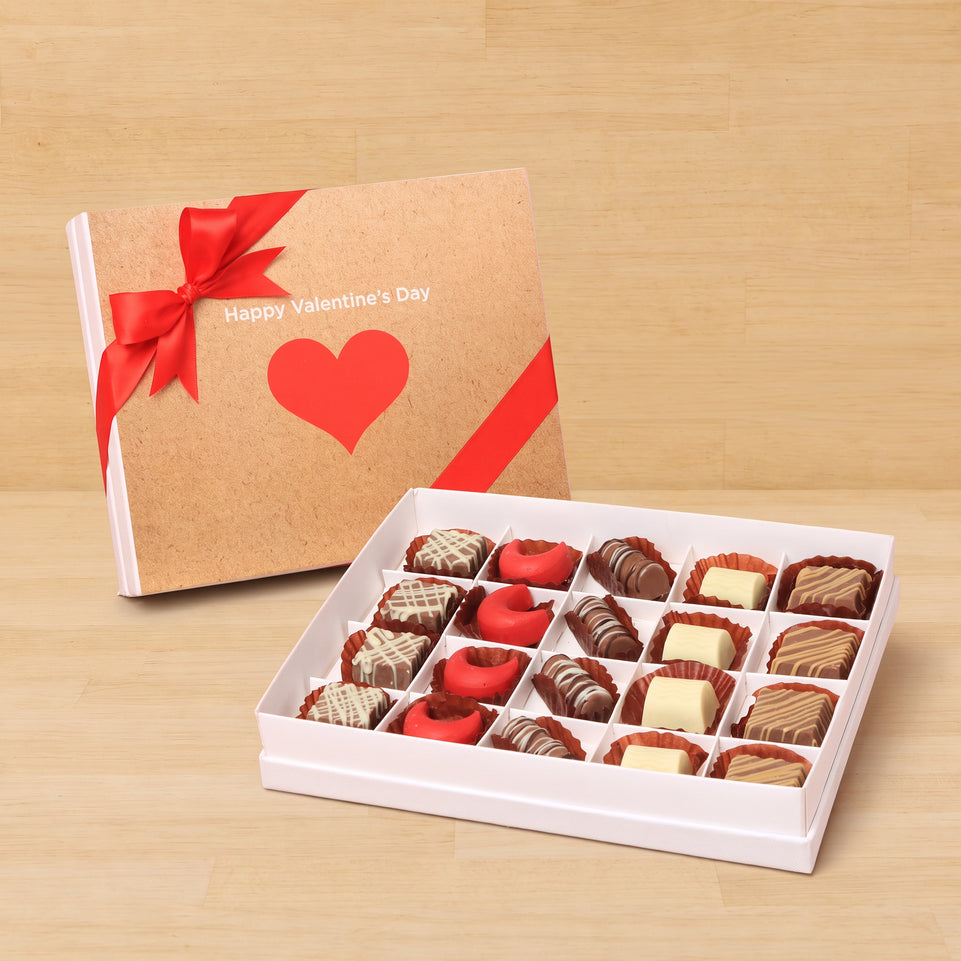 Red heart valentine designed 20P chocolate hard box