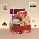 Corporate customized christmas designed premium chocolate & sweets medium printed hamper