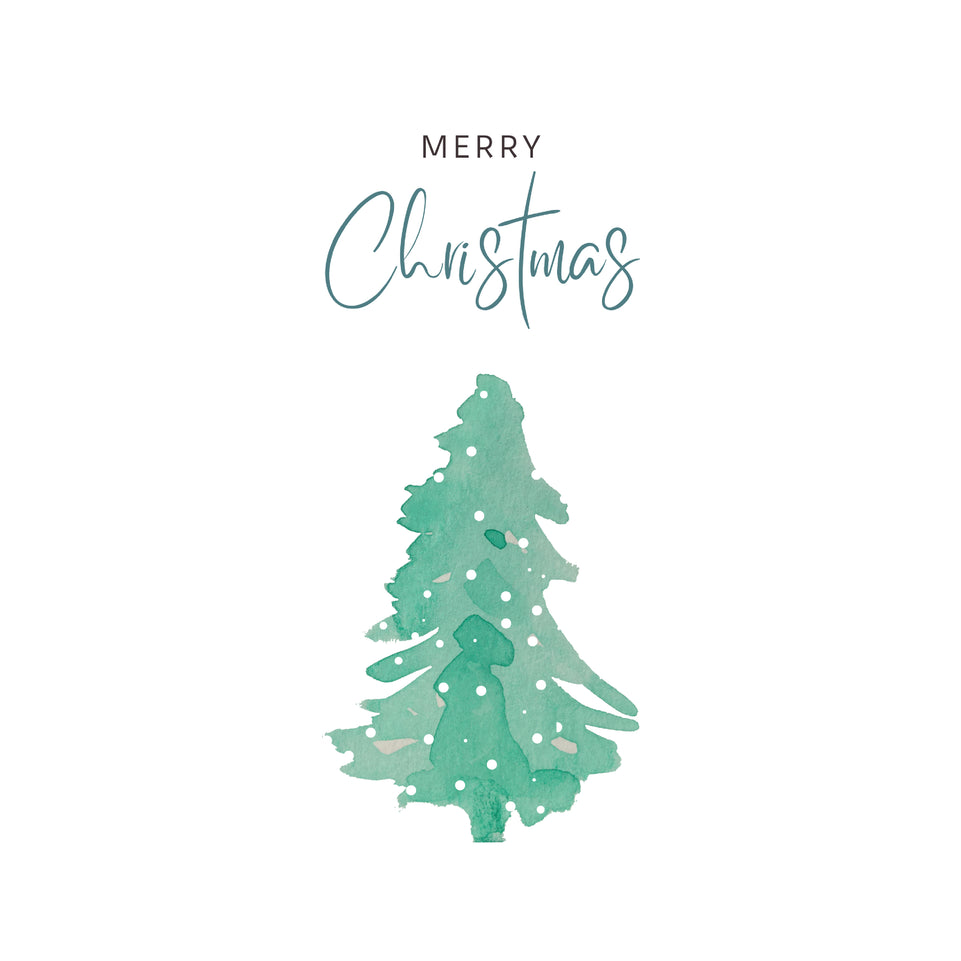 Watercolor tree christmas greeting card